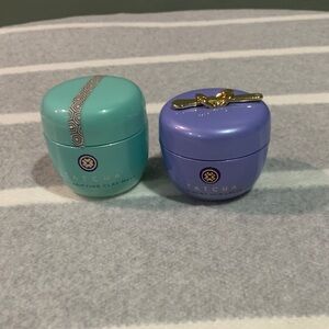Tatcha Mini Jars Duo in Mint Green and Lavender with Gold Accent  empty jars